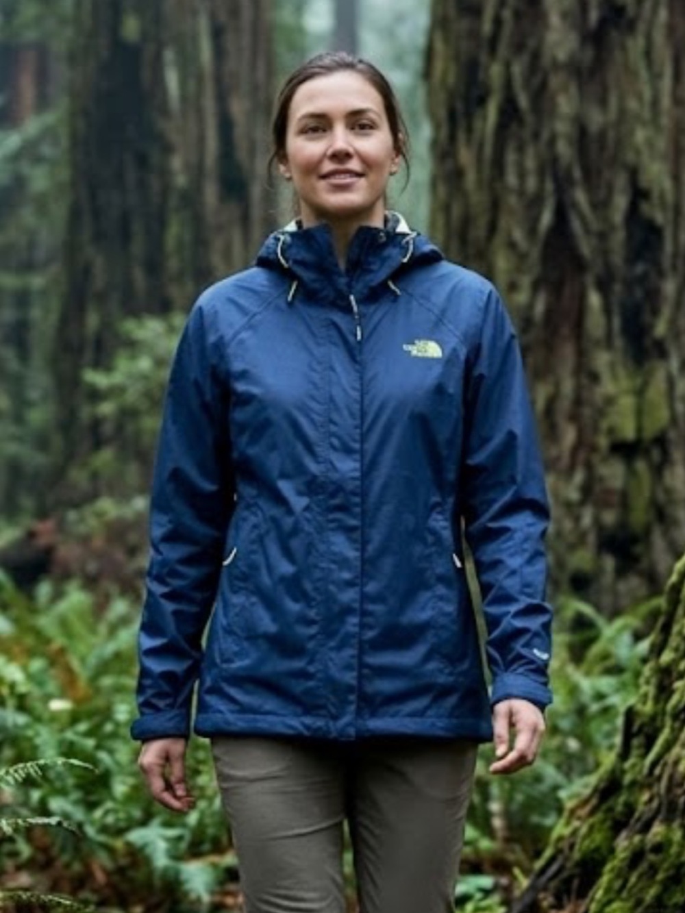 The North Face Venture Rain Jacket in Blue with Lime Green Accents - Size Small